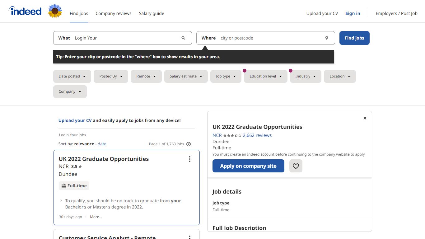 Login Your Jobs - 2022 | Indeed.com
